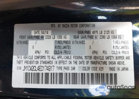 2014 Mazda Mazda5 Touring из США, поврежденный, VIN JM1CW2CL4E0174917